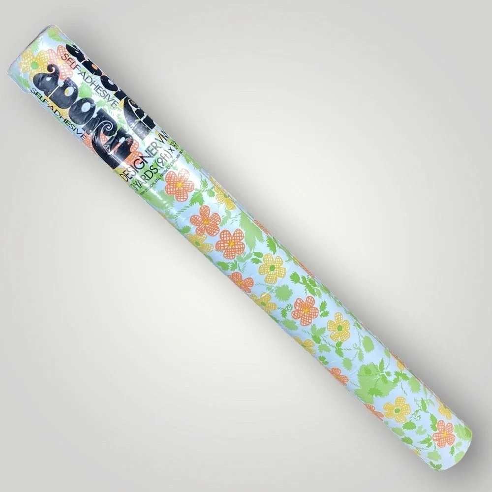Adorn Self Adhesive Vinyl Shelf Paper Roll Flower Power 3 Yards 1970s Ephemera